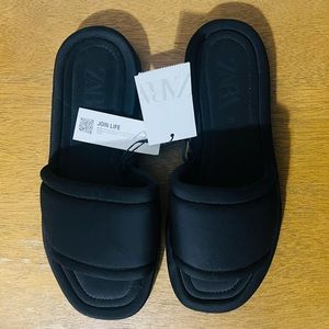 zara flat quilted sandals